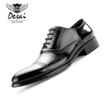 Desaı İngiliz Tarzı erkek Sivri Iş Elbise Ayakkabı İtalyan El Yapımı Hakiki Deri Retro Siyah Renk Brogue Ayakkabı Erkekler