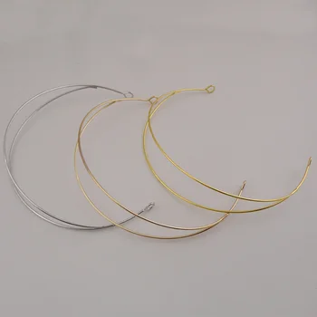 10 ADET 1.8 mm Çift tel metal bantlar daire uçlu Saç çemberler DIY tiara Taç malzeme Gümüş Altın