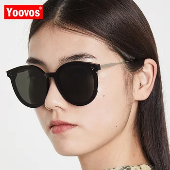 Yoovos 2021 Lüks Cateye Güneş Kadınlar Ayna Vintage Metal Gözlük Retro Sokak Yendi Parti UV400 Oculos De Sol Feminino