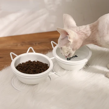 Stand İle Seramik Kedi Köpek Kase Kase Tek Ve Çift Pet Kase Kedi Köpek Besleyici Gıda Kase Su Kase Tabak Besleme Malzemeleri Evcil 