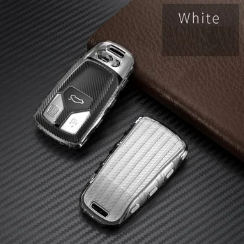 Karbon stil TPU anahtar kapağı kılıfı Uzaktan Anahtar Kabuk için Audi A4 Allroad B9 Q5 Q7 TT TTS 4M 8S 2016 2017 2018