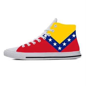 Venezuela Venezuela Bayrağı 7 Yıldız Yurtsever Gurur Rahat Bez Ayakkabı Yüksek Üst Rahat Nefes 3D Baskı Erkek Kadın Sneakers