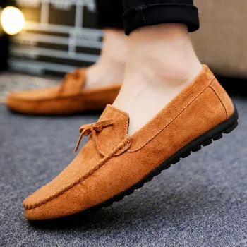 Klasik Bahar Sonbahar Yeni Erkekler rahat ayakkabılar erkek mokasen ayakkabıları Moda Sneakers PU Deri Faux Süet Nefes Slip-on sürüş ayakkabısı