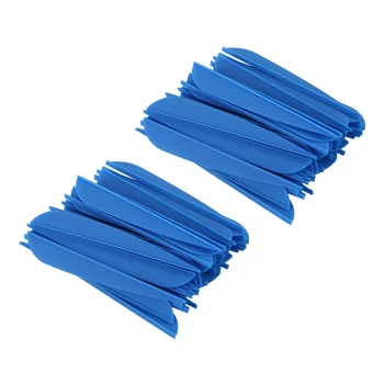Oklar Kanatları 4 İnç Plastik Tüy Fletching DIY Okçuluk Oklar 100 Paket (Mavi)