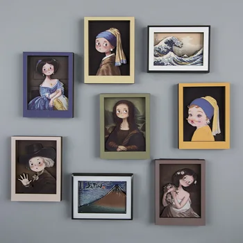 Sevimli Mona Lisa Buzdolabı Mıknatısları Kız ile İnci Küpe Ahşap Manyetik Çıkartmalar Mesaj Panosu için Ünlü Tablolar Ev Dekor